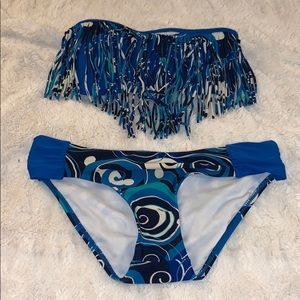 blue pattern bikini